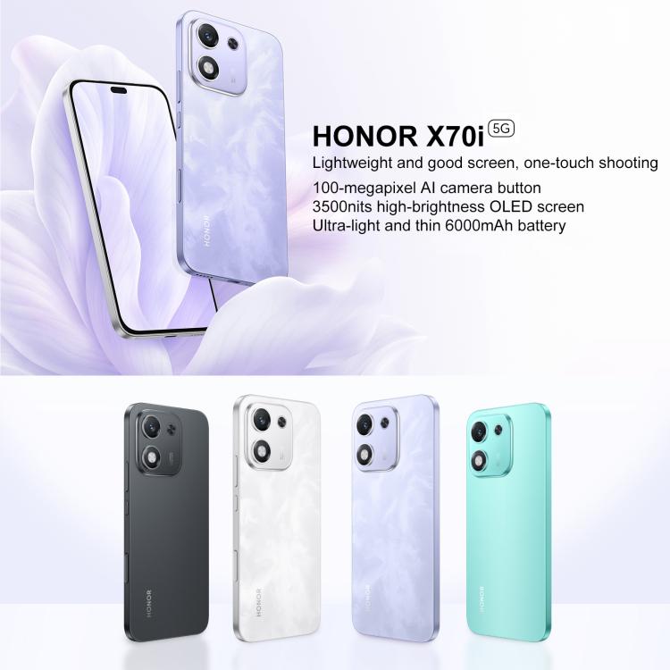 Honor X70i, 12GB+256GB, In-screen Fingerprint, 6.7 inch MagicOS 9.0 Android 15.0 Dimensity 7025 Ultra Octa Core, Network: 5G, OTG, NFC, 12GB+512GB Honor X70i, 12GB+256GB, In-screen Fingerprint, 6.7 inch MagicOS 9.0 Android 15.0 Dimensity 7025 Ultra Octa Core, Network: 5G, OTG, NFC, 12GB+512GB
